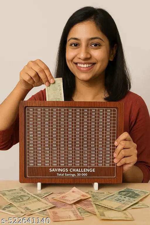 Wooden Moneyy Saving Boxx | Cash Saver Mxoney Boxx with Counting Target | ₹1,00,000 Savings Challenge Piggy Bank | Coin & Cash Bank for Boys, Girls and Adult | Durable & Eco-Friendly