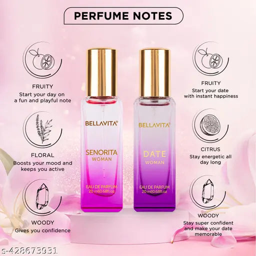 Bella Vita Luxury DATE+SENORITA Perfume Duo – A Perfect Gift Combo for Women (40ML | Pack of 2 x 20ML)