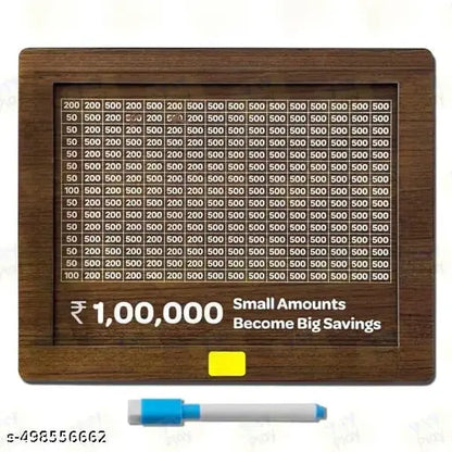 Wooden Moneyy Saving Boxx | Cash Saver Mxoney Boxx with Counting Target | ₹1,00,000 Savings Challenge Piggy Bank | Coin & Cash Bank for Boys, Girls and Adult | Durable & Eco-Friendly