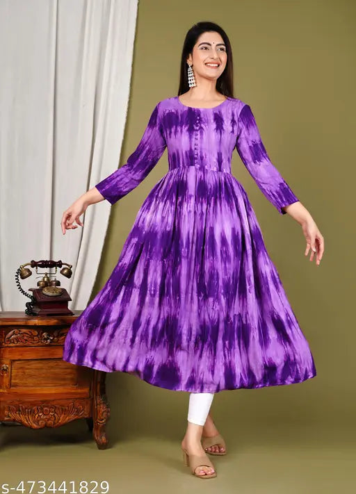 Anarkali Tie Dye Printed Kurti