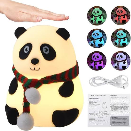 Rechargeable Panda Silicone Night Light, 7-Color Changing.