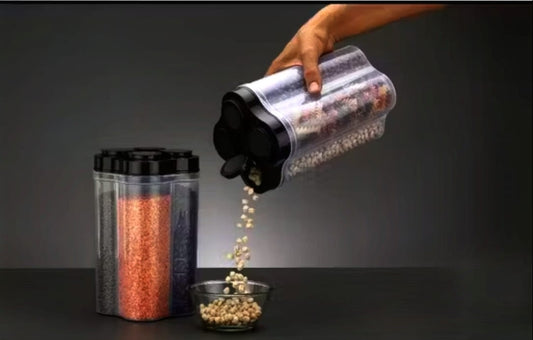 Airtight 4-Section Dry Fruit & Masala Container – 360° Rotating Lid