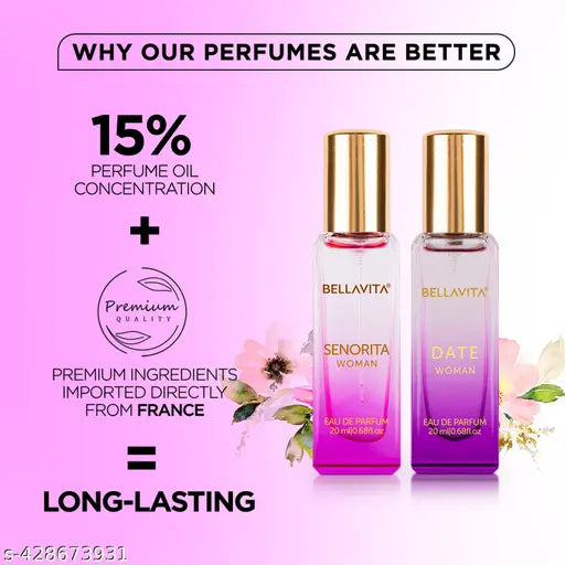 Bella Vita Luxury DATE+SENORITA Perfume Duo – A Perfect Gift Combo for Women (40ML | Pack of 2 x 20ML)