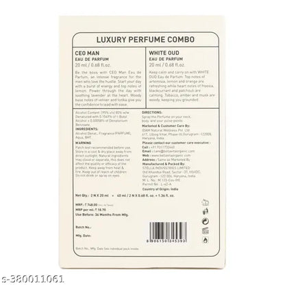 Bella Vita Luxury CEO Man + White Oud Unisex Perfume Gift Pack – 20ML Each (Pack of 2)